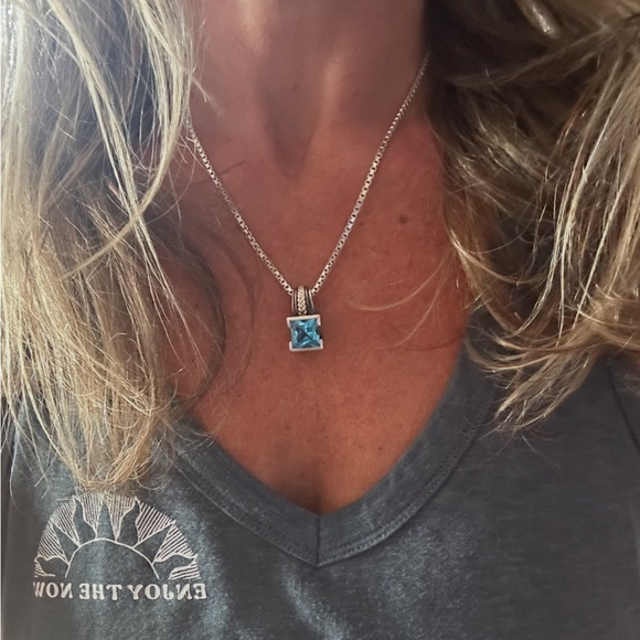 Jewelry - 14k & Sterling Huge Blue Topaz Necklace